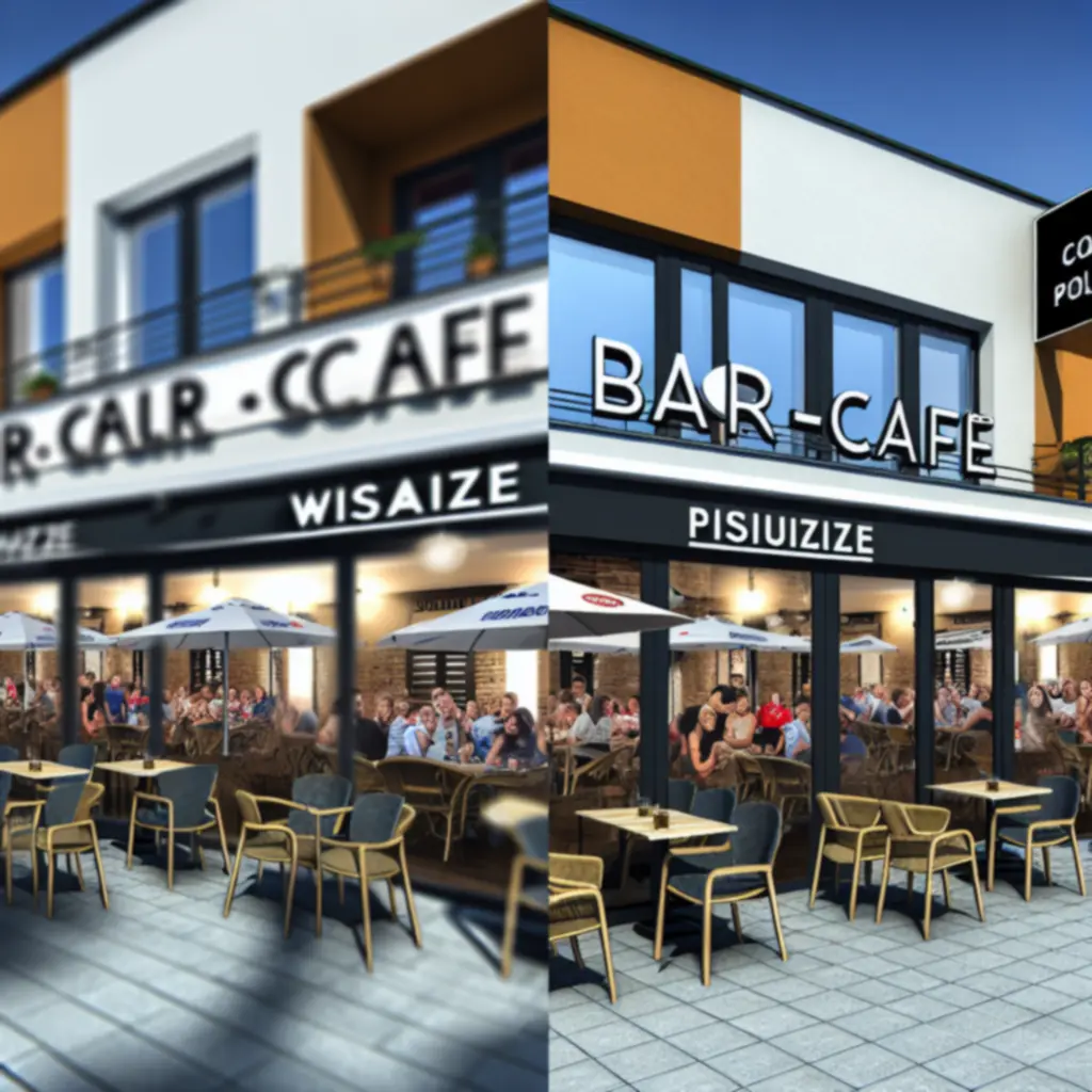Wejście do PolskaLoungeBar – nowoczesny sportowy bar-kawiarnia