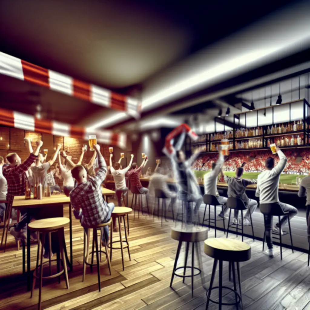 Grupa kibiców oglądających mecz w barze PolskaLoungeBar