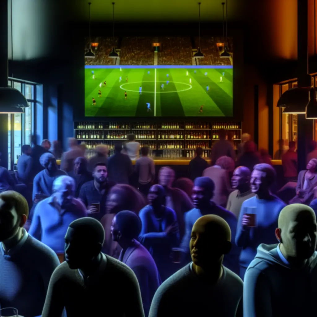 Wieczorna atmosfera podczas meczu w barze sportowym